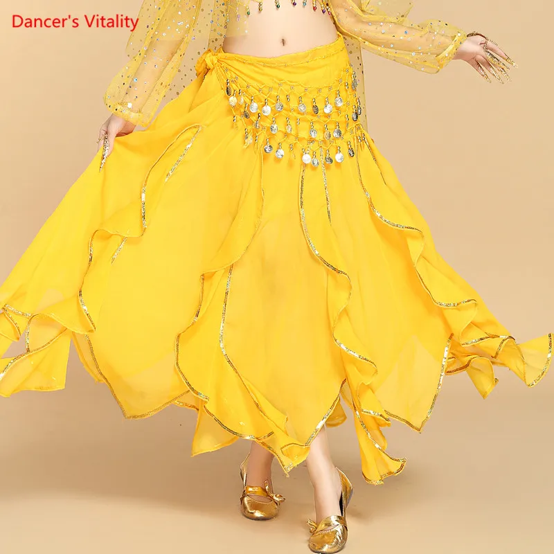 

2018 new cheap Women Belly Dance Skirt Woman Belly Dance Skirt Adult Training Skirt Belly Dance Trousers Tribal Sequins Skirt