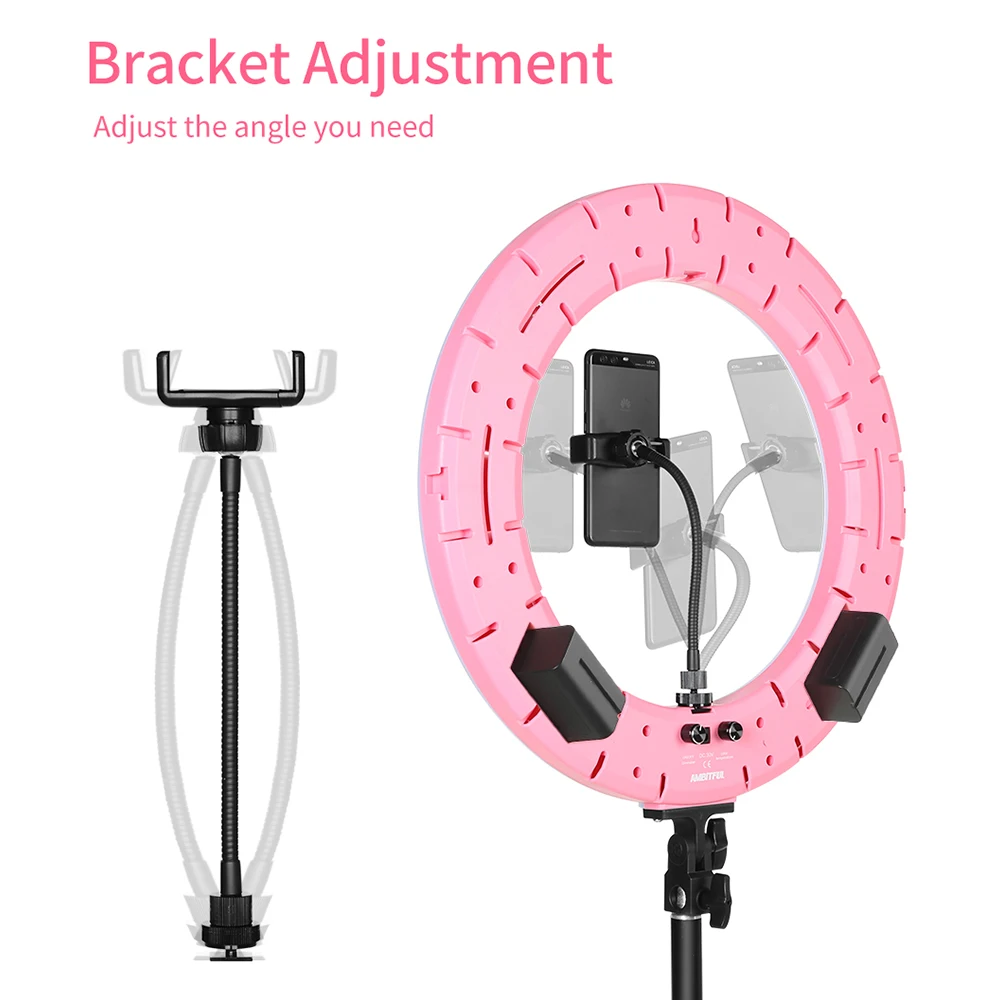 18" 60W LED Ring Light Annular Lamp Bi-color 3000K-6000K Ring Lamps with Light Stand for Video YouTube Ringlight Makeup Light