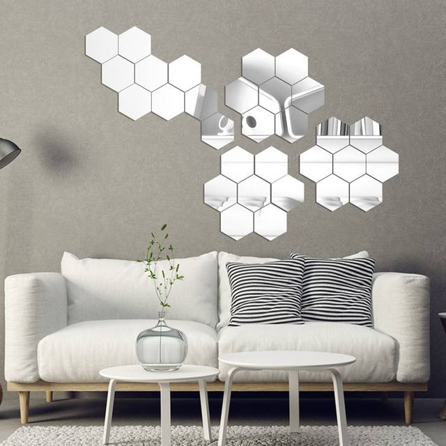 7 Piece Hexagon Acrylic Mirror DIY Art Wall Decor Wall Stickers