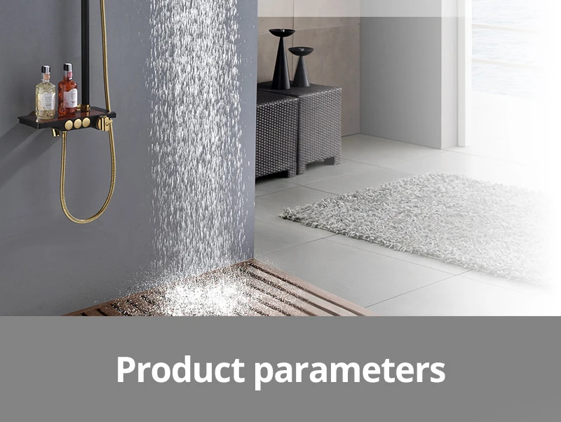 hm Black Rainfall Thermostatic Shower Faucet Set Single Lever Brass Mixer Valve Rack Bath Shower Mixers Rack shower set (3)