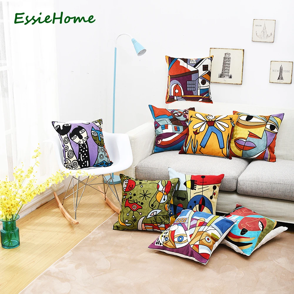 Чехол для подушки ESSIE HOME с вышивкой цепочкой наволочка 18 дюймов абстрактными