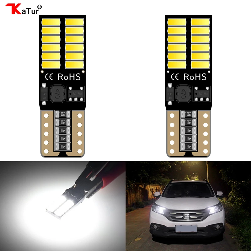 

Katur 2pcs Super Bright T10 W5W 2825 168 LED CanBus Error Free Front Side Marker Door Courtesy License Plate LED Light Bulbs