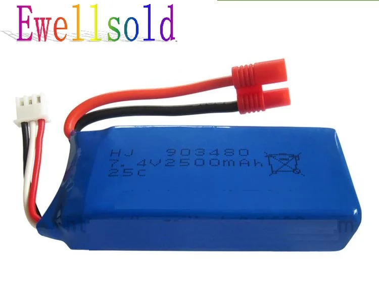 

2S 7.4V 2500mAh Lipo Battery for Syma X8C X8W X8G Rc Drone Spare Parts 7.4V Battery banana Plug for RC Toys parts
