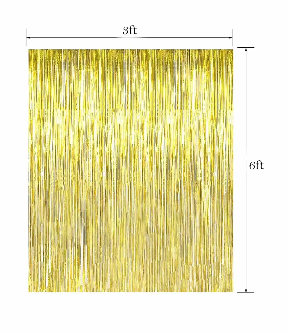 3 Ft X 6 Ft Metallic Tinsel Foil Fringe Curtains For Party Photo