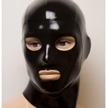 Унисекс черная латексная Униформа капот фетиш резиновые костюмы маска с открытыми глазами и ртом размера плюс Горячая Распродажа настроить сервис