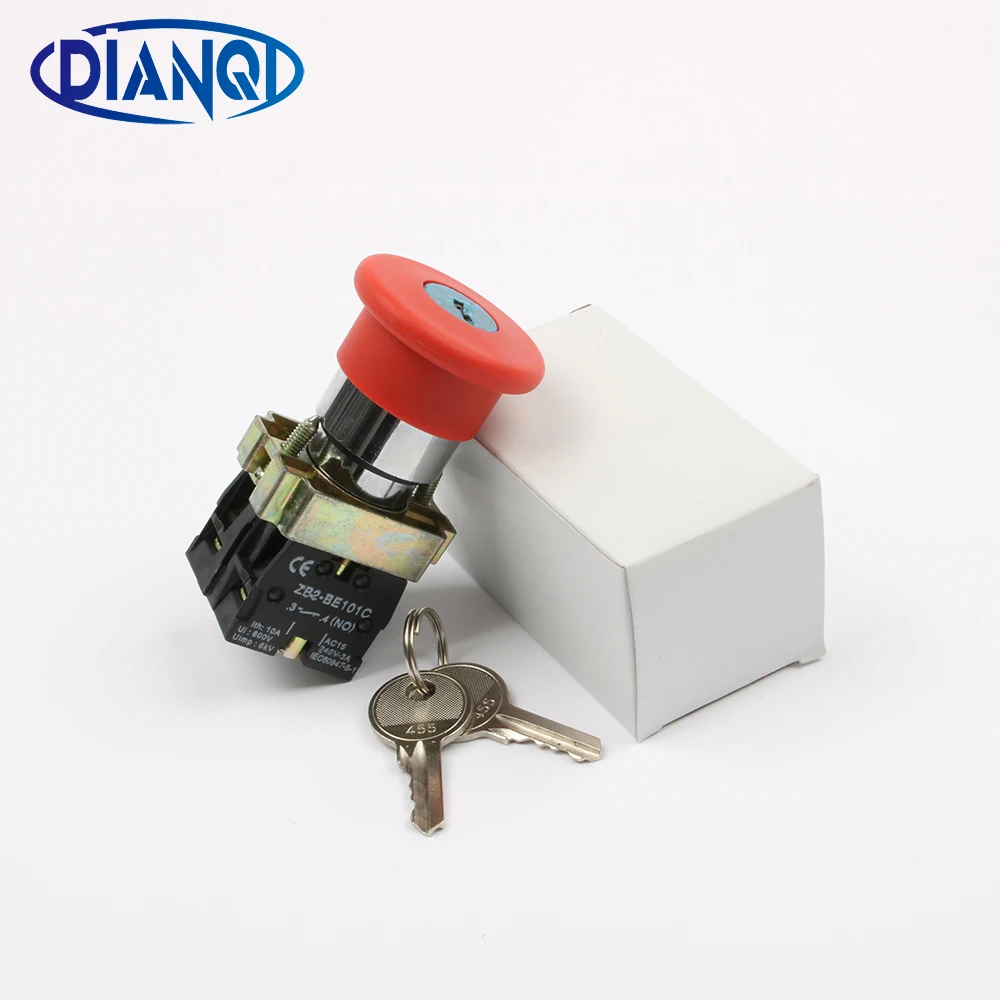 

XB2-BS142 BS145 BS442 BS542 1NC/1NO1NC key emergency stop Rotary push button switch 2 position Latching/Momentary Locking/Reset