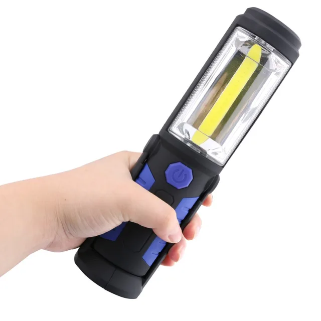 USB Rechargeable COB LED Flashlight COB light strip +1LED Torch Work Hand Lamp lantern Magnetic Waterproof Emergency LED Light 2