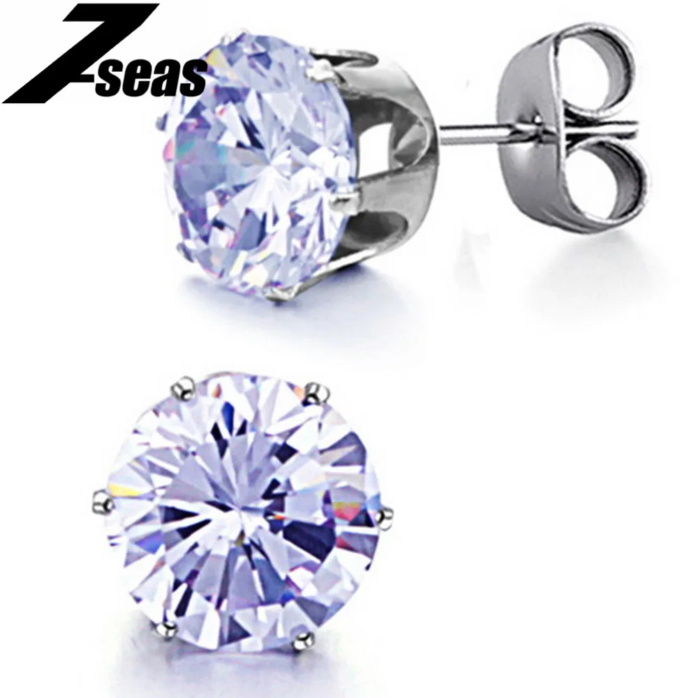 Fashion big blue crystal earrings high quality stainless steel stud