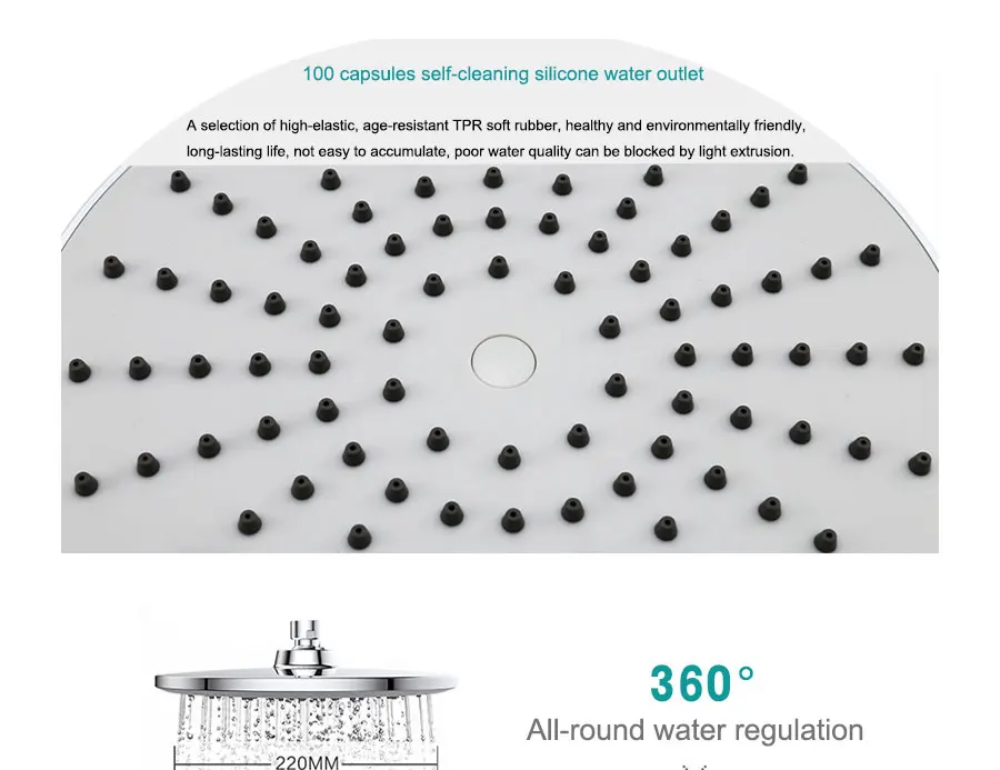 JIKU, 2 режима, АБС-пластик, душевая головка для ванной комнаты, большая панель, круглая, хромированная, дождевая насадка, водосберегающая, классический дизайн, G1/2, дождевая насадка
