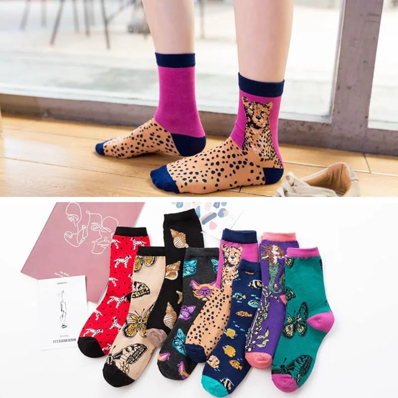 

[COSPLACOOL]Japanese Harajuku Funny Socks Women Mermaid Fish Happy Cute Socks Jacquard Korean Style Women Chaussette Femme Sox