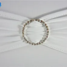 Белый спандекс стрейч стул группа с бриллиантами пряжки для Свадебные украшения/упругий пояс-кушак со стразами