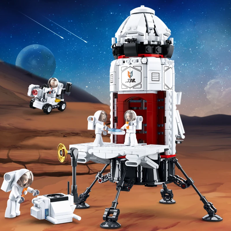 Космическая станция космическая ракета космический челнок корабль фигурки модель строительные блоки кирпичи развивающие детские игрушки