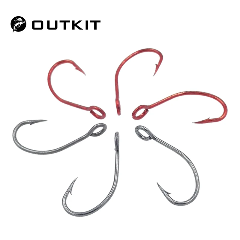 OUTKIT 20 шт. Высокоуглеродистая сталь рыболовный красный одиночный крючок 6#8#10# Крючок для ловли карпа рыболовный крючок с кольцом рыболовные крючки для приманки ложка