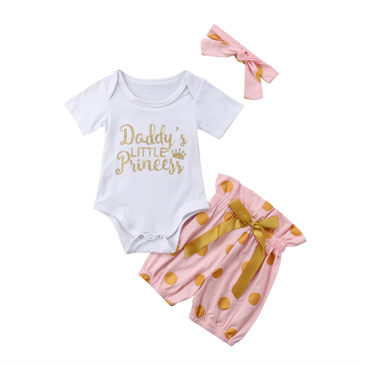 

Summer 3PCS Child Kids Baby Girls Outfits Clothes T-shirt Tops+Shorts Pants Set