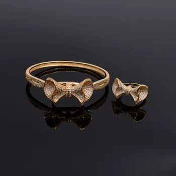

2019 New Luxury Fashion Bracelets & Bangles Women AAA Cube Zirconia Bangles Ring Wedding Jewelry Sets s8