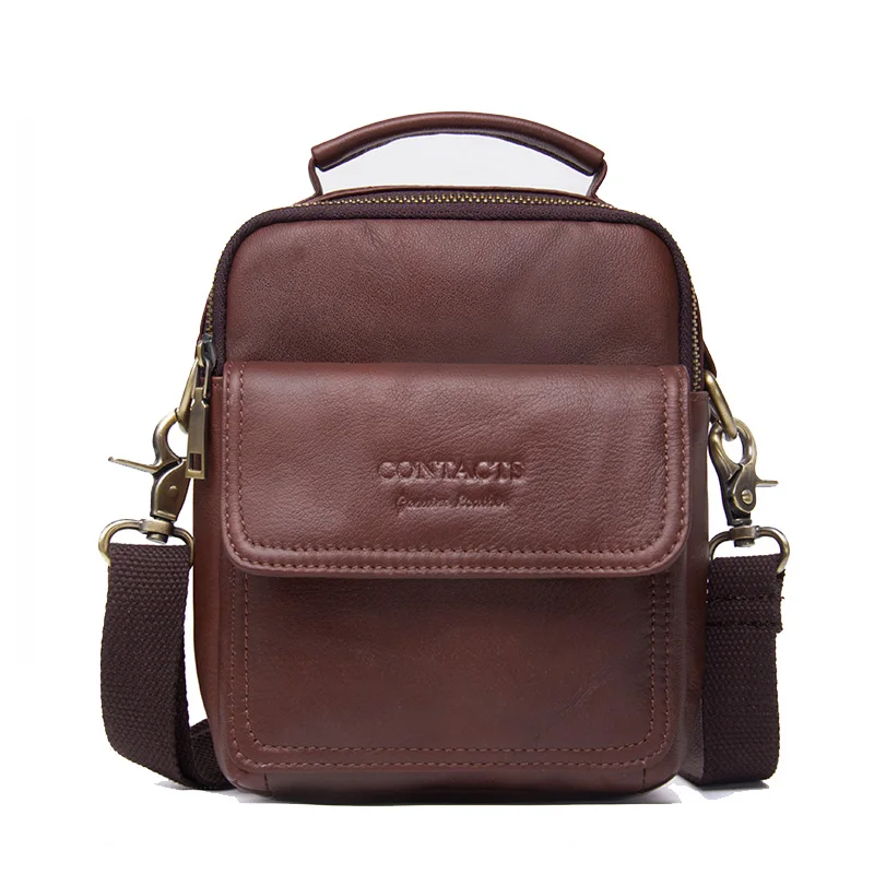 CONTACT'S Распродажа Новинка года известная дизайнерская сумка из натуральной кожи с застежками молния - Цвет: coffee