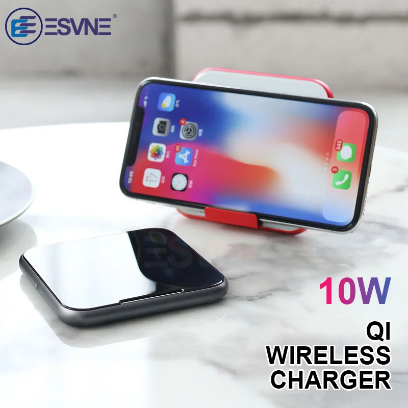 

ESVNE 2 in 1 Fast 10W Qi Wireless Charger for Iphone X xs MAX XR Samsung S8 S9 USB Phone wireless Charging Dock Station Holder
