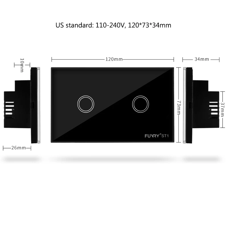 FUNRY 2 банда 1 способ США емкостный стеклянный сенсорный выключатель умный пульт дистанционного управления настенный выключатель Умный светильник 110-240 В 433 МГц