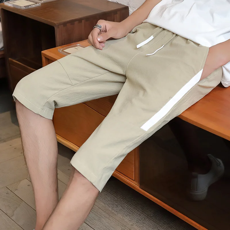 

Wholesale & Dropshipping Men's Shorts Summer 100% Cotton Elastic Waist Stretch Cropped Pants Fitted Size M-4XL Chinese Clothing