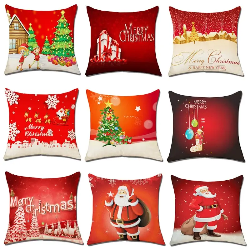 

Nordic Red Cushion Cover Poszewka Dekoracyjna Christmas For Home Pillowcase Sofa Car Cojines Santa Claus Pillows Couch