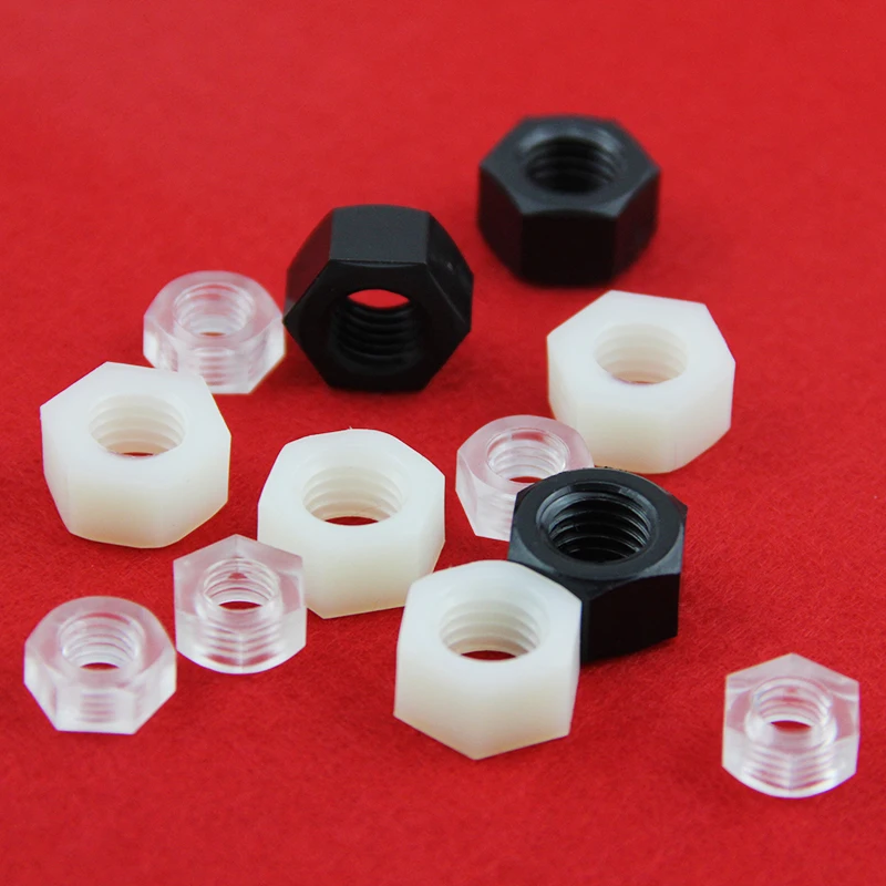 M2-M20 Black Plastic Hexagon Full Nuts DIN934 Nylon Hex Nut for Screw Bolts