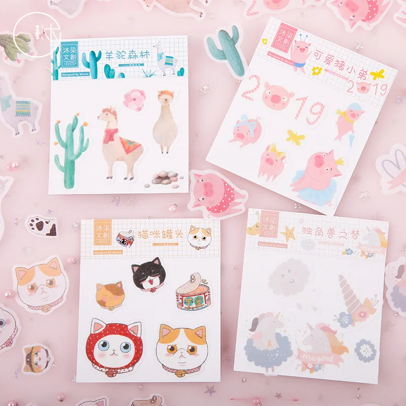 

40PCS/LOT Lovely Cartoon Cat Animal Friend Theme Paper Sticker 8.7*10cm