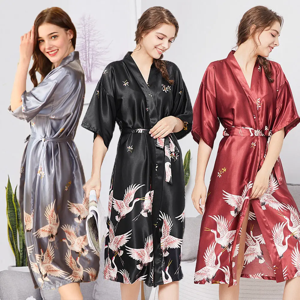 Новинка, Женский Атласный халат в китайском стиле для подружки невесты, кимоно, свадебная ночная рубашка, одежда для сна, халат размера плюс M-XXXL