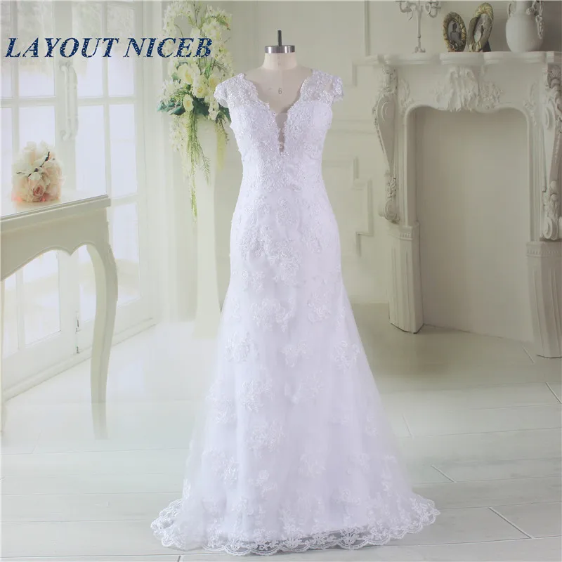 Элегантный кружево vestido de noiva Русалка свадебное платье 2019 Милая средства ухода за кожей шеи длиной до пола реальное изображение