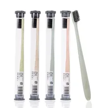 Экологичная пшеничная черная бамбуковая зубная щетка портативный мягкий уголь зубная щетка язык очиститель для детей и взрослых гигиена полости рта