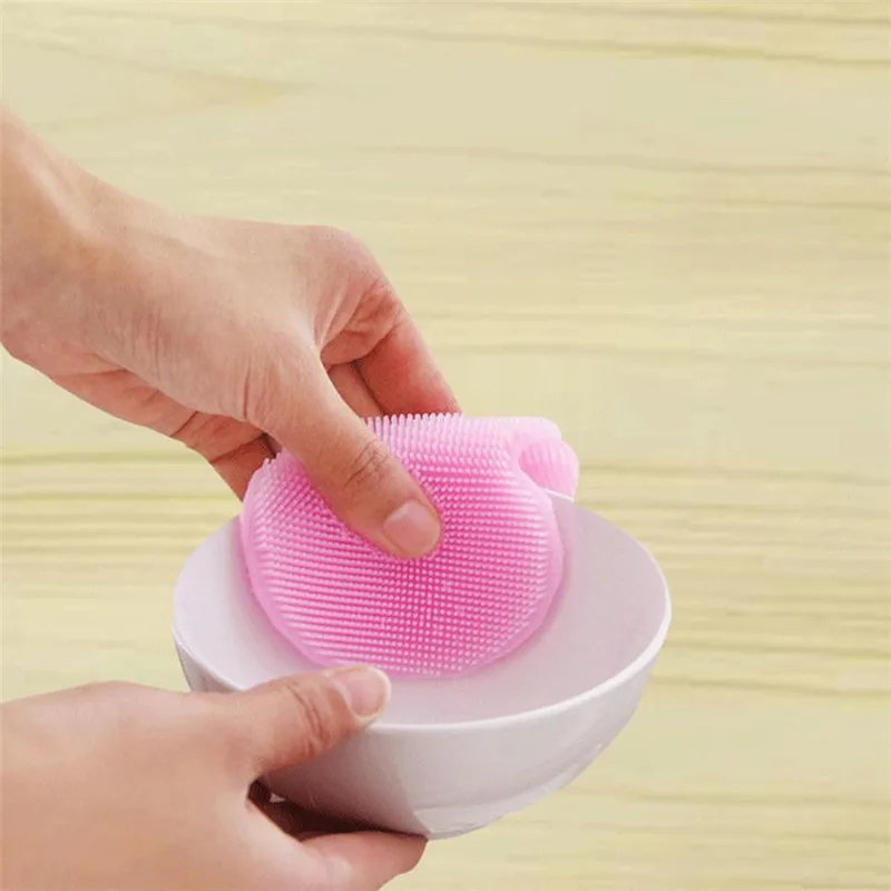 Antibacterial Silicone Cleaning Brush Pad Dish Fruit Scrubber Kitchen Clean Tool 04