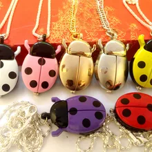 Новые креативные модные маленькие карманные часы с божьей коровкой модные аксессуары карманные часы милые с роскошным ожерельем