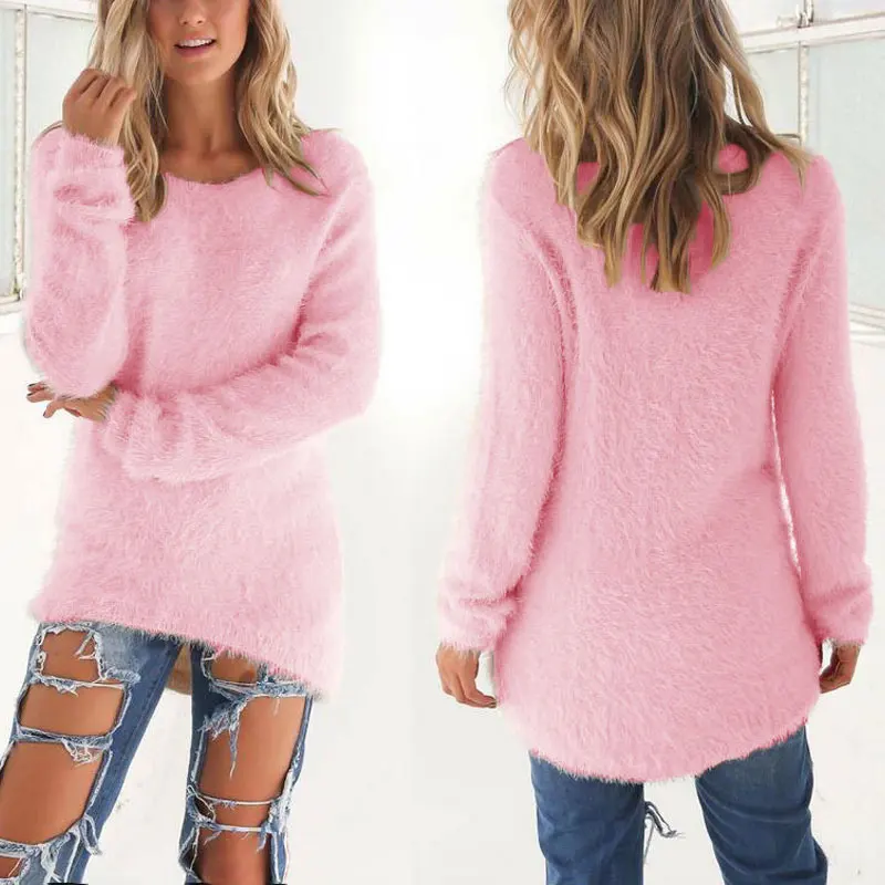 

Spring Autumn Sweater Women Loose Long Sleeve Solid Warm Pullovers Tops FDC99