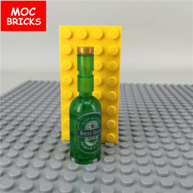 

5pcs/lot MOC Bricks Wine Beer bottle DIY Drinking bottle Educational building block bricks children toys Dolls gifts for kids