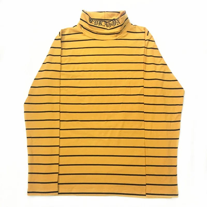 Kpop Bigbang GD Same/рубашка с длинными рукавами и вышивкой; G-DRAGON; цвет желтый, черный; полосатая водолазка; Модный пуловер для мальчиков и девочек