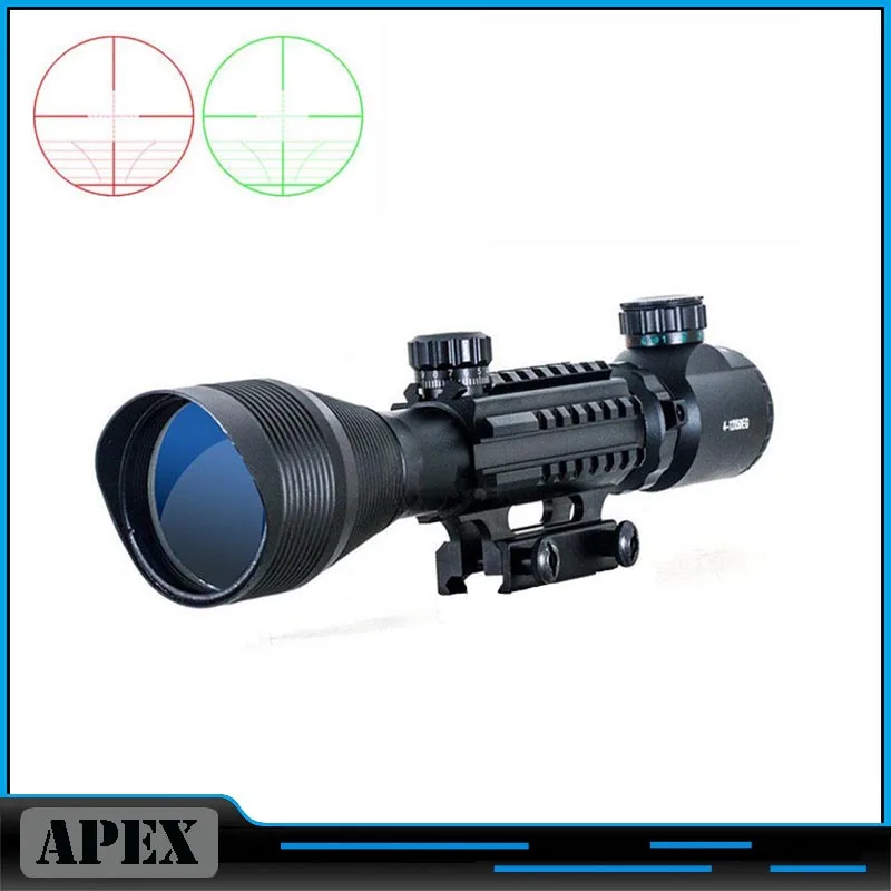 

New C4-12X50 Tactical Optical Rifle Scope Red Green Dual illuminated w/ Side Rails & Mount Hunting Airsoft rifle