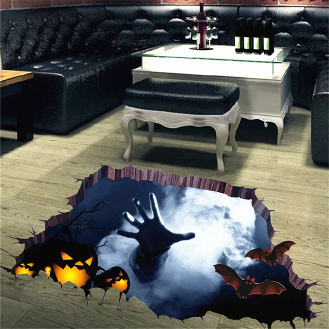 Scary Bat Theme Decoration Floor Stickers Removable Art Scary Bat Theme Decoration Floor Stickers Removable Art Diy Wall Decal Mural Home Decor Whole 30jy27