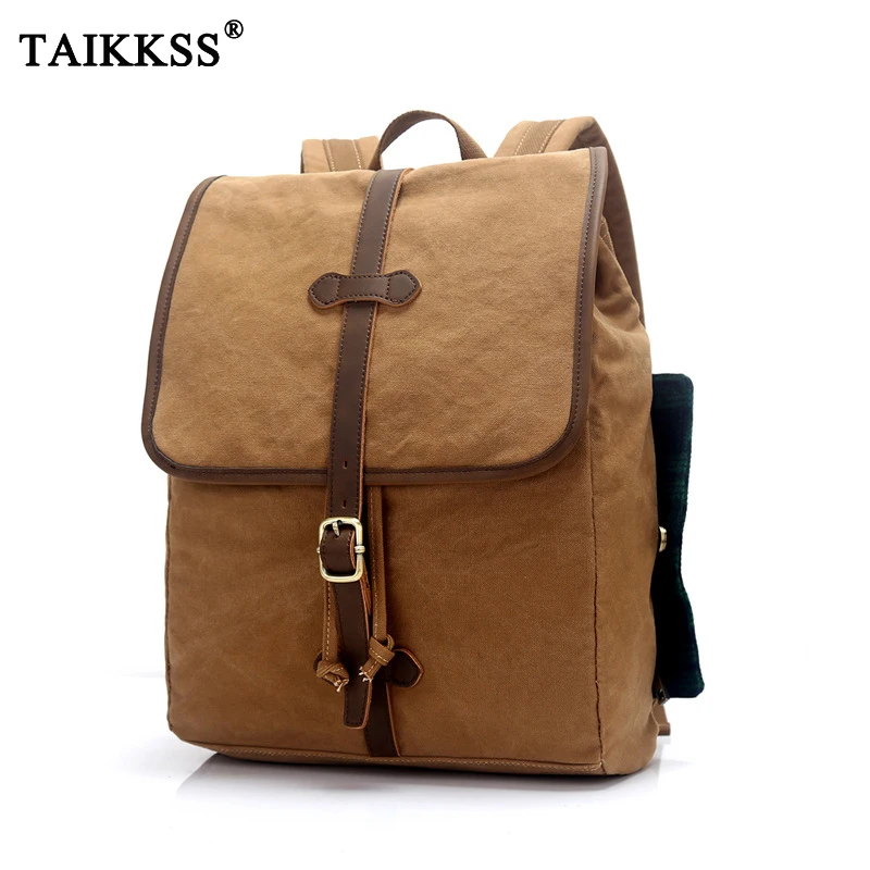 

2019 New Vintage Man's Canvas Backpack Preppy Style Travel Schoolbag Men Large Capacity Rucksack Shoulder SchoolBag High Quality