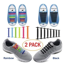 2 упаковки шнурки без завязок для мужчин и женщин-водонепроницаемый силиконовый Плоский эластичный спортивный беговой обуви шнурки с разноцветными для пробежки
