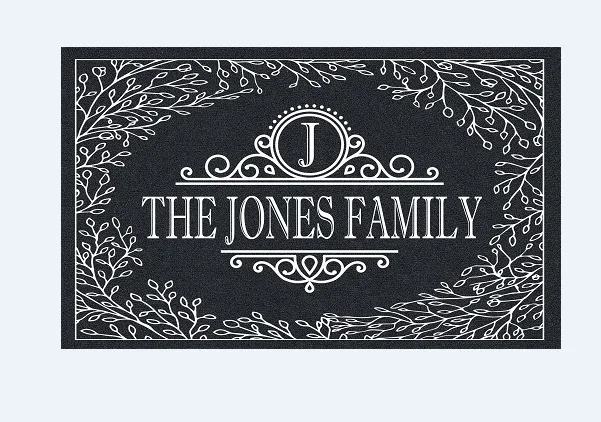 

Personalized Your Text Doormat White Leaves Doormats Monogram Non-Slip Doormat Non-Woven Fabric Floor Mat Indoor Entrance Rug