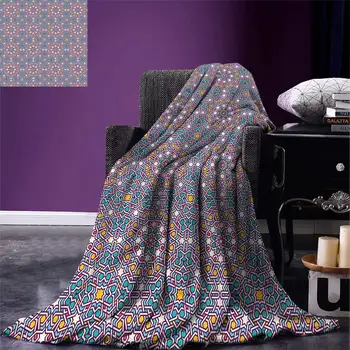 

Moroccan Throw Blanket Arabic Star Pattern Traditional Oriental Design Middle Eastern Culture Inspired Warm Microfiber