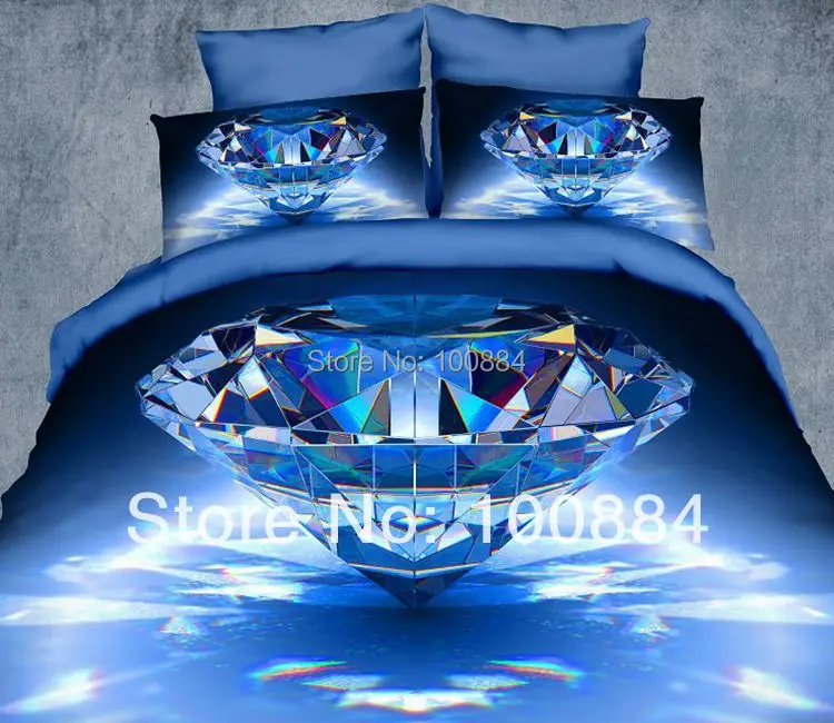 Blue Diamond Printed Bedding Full Queen Size Quilt Duvet Covers