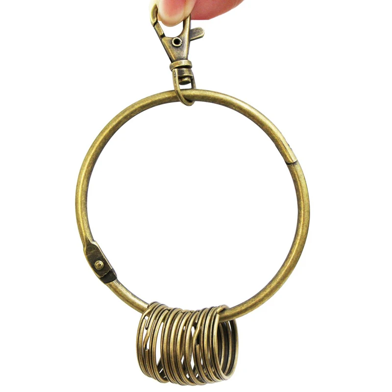 

Vintage Bronze Tone Large Key Ring key Chain Holder Keychain Keyring Keyfob Lobster Clasp 10 Metal Ring