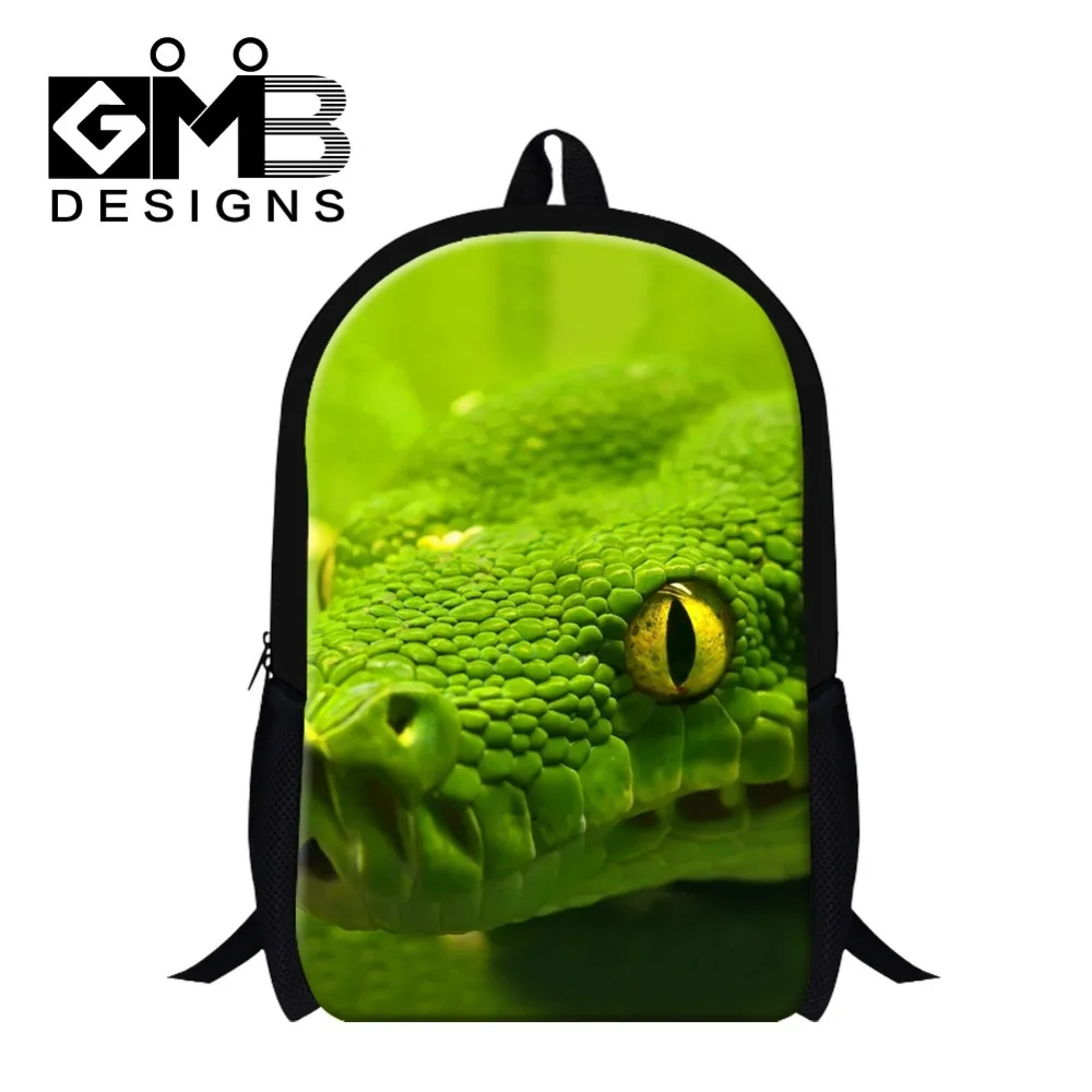 Keren Hijau Ular 3D Pola Sekolah Ransel Untuk Anak Anak Mens Hari
