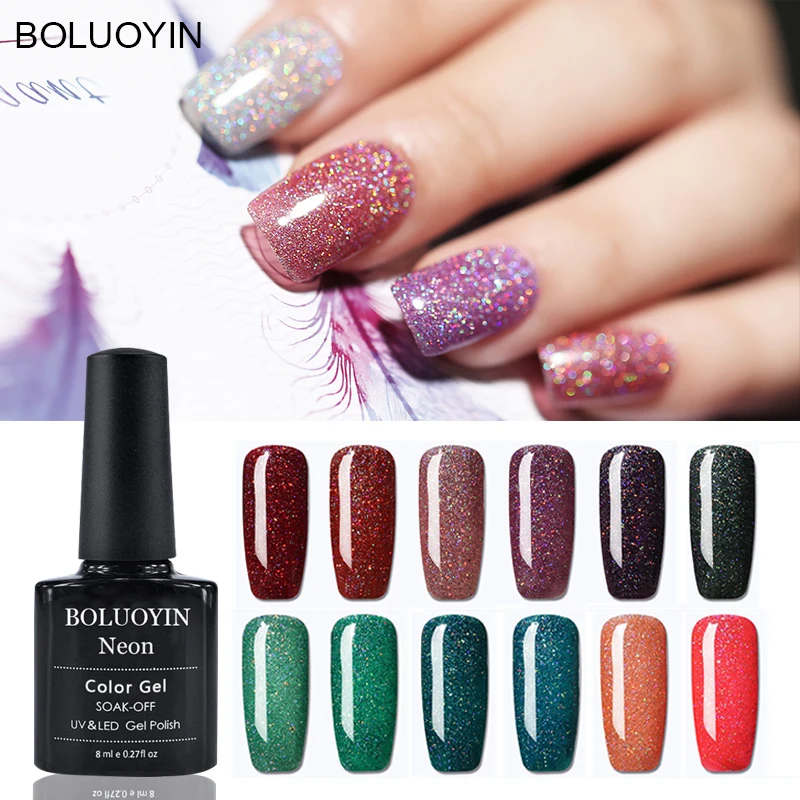 

BOLUOYIN Long-lasting Everything for Manicure Neon Nail Gel 8ml Semi Permanent Shiny Color Gel Nails Art Decoration Design Glue