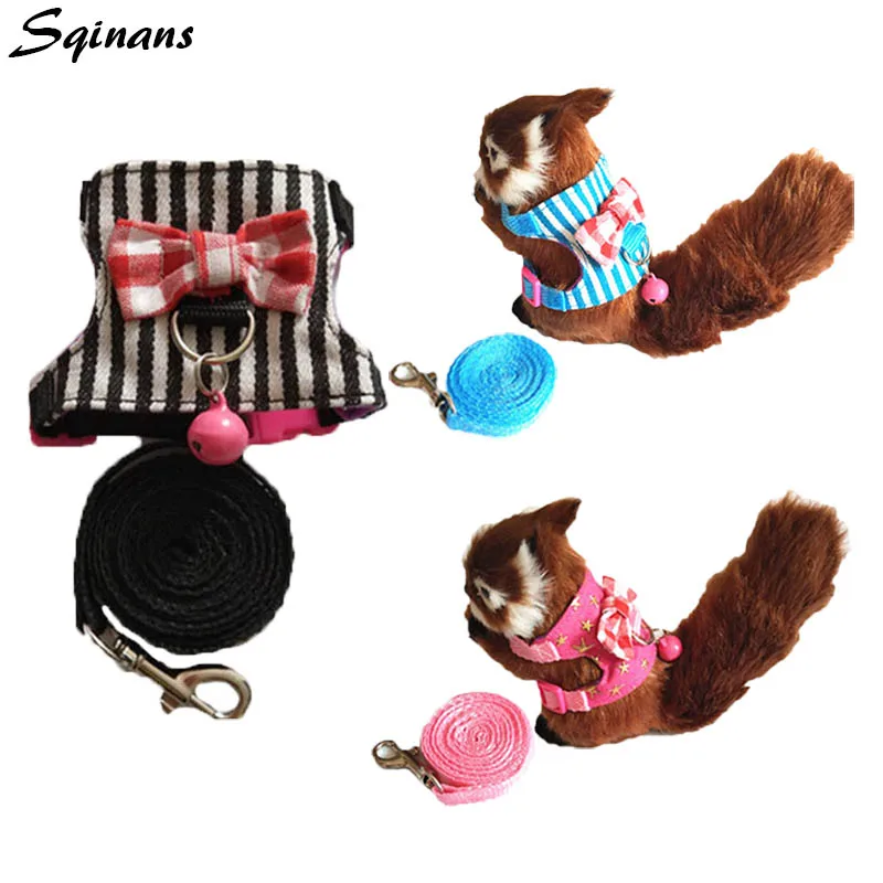 

Sqinans Small Pet Hamster Squirrel Harness and Leash Set Striped Guinea Pig Ferret Chest Strap Traction Rope Pet Products