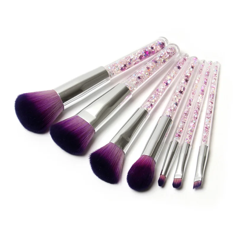 

Newest 7pcs Purple Diamond Unicorn Make Up Brush Set Crystal Portable Foundation Blending Powder Cosmetic Brushes maquillaje