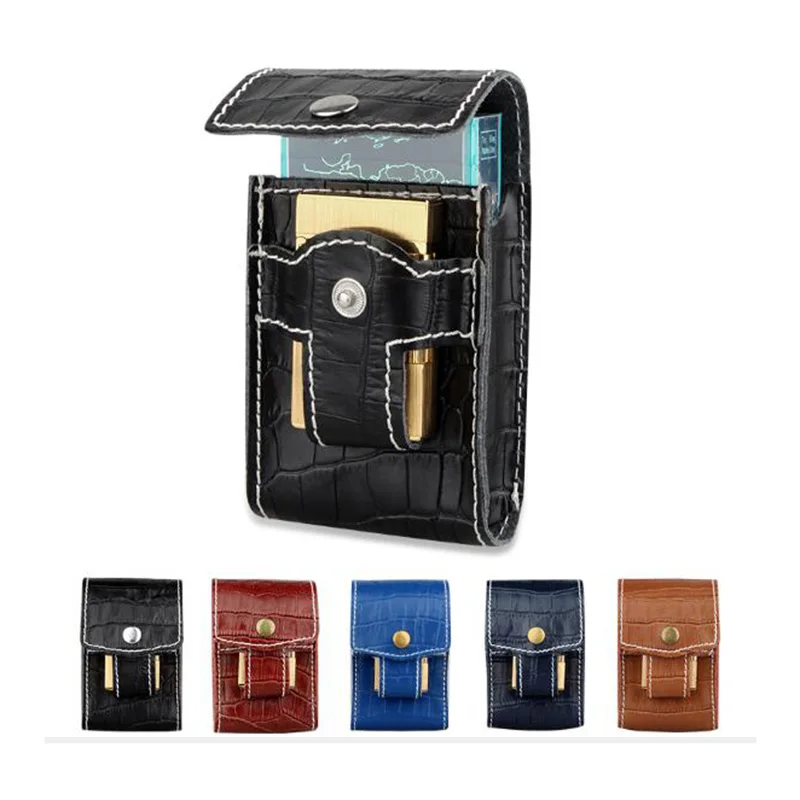

Luxury Cowhide Genuine Leather Cigarette Case Belt Loop Cigarette Pack Case Box King Size Holding 20pcs Cigars Lighters Cards