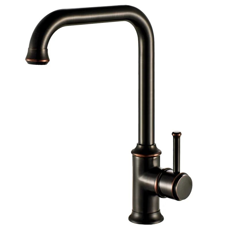 

Kitchen Faucets Brass Brushed Black Crane Basin Faucet Swivel Single Handle Single Hole Mixer Taps Hot Cold Water Deck Mounted