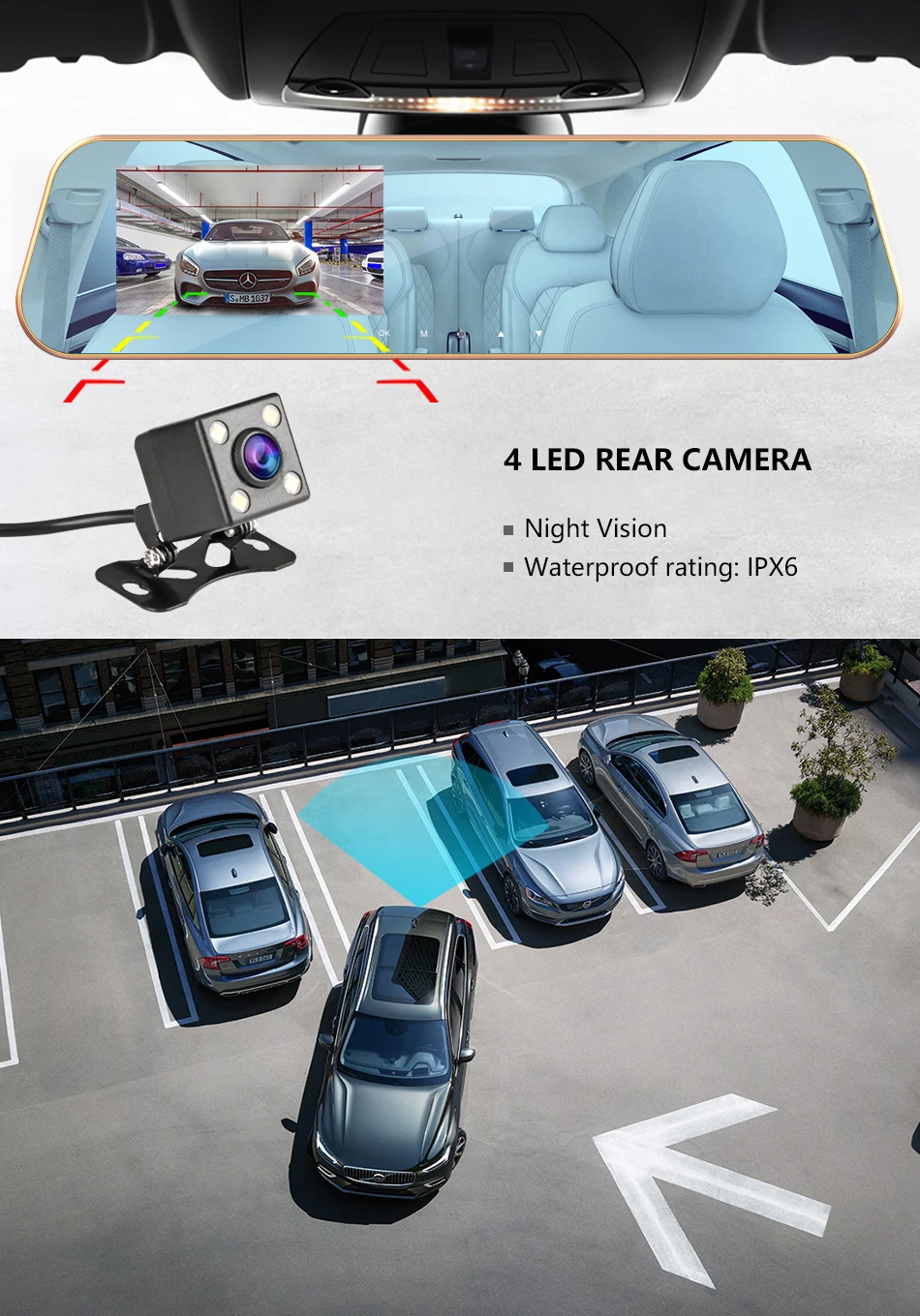 Jansite 4,3 дюймов Автомобильная камера видеорегистратор с сенсорным экраном dvr SD/TF карта g-сенсор ночного видения с двойным объективом 12 В детектор движения