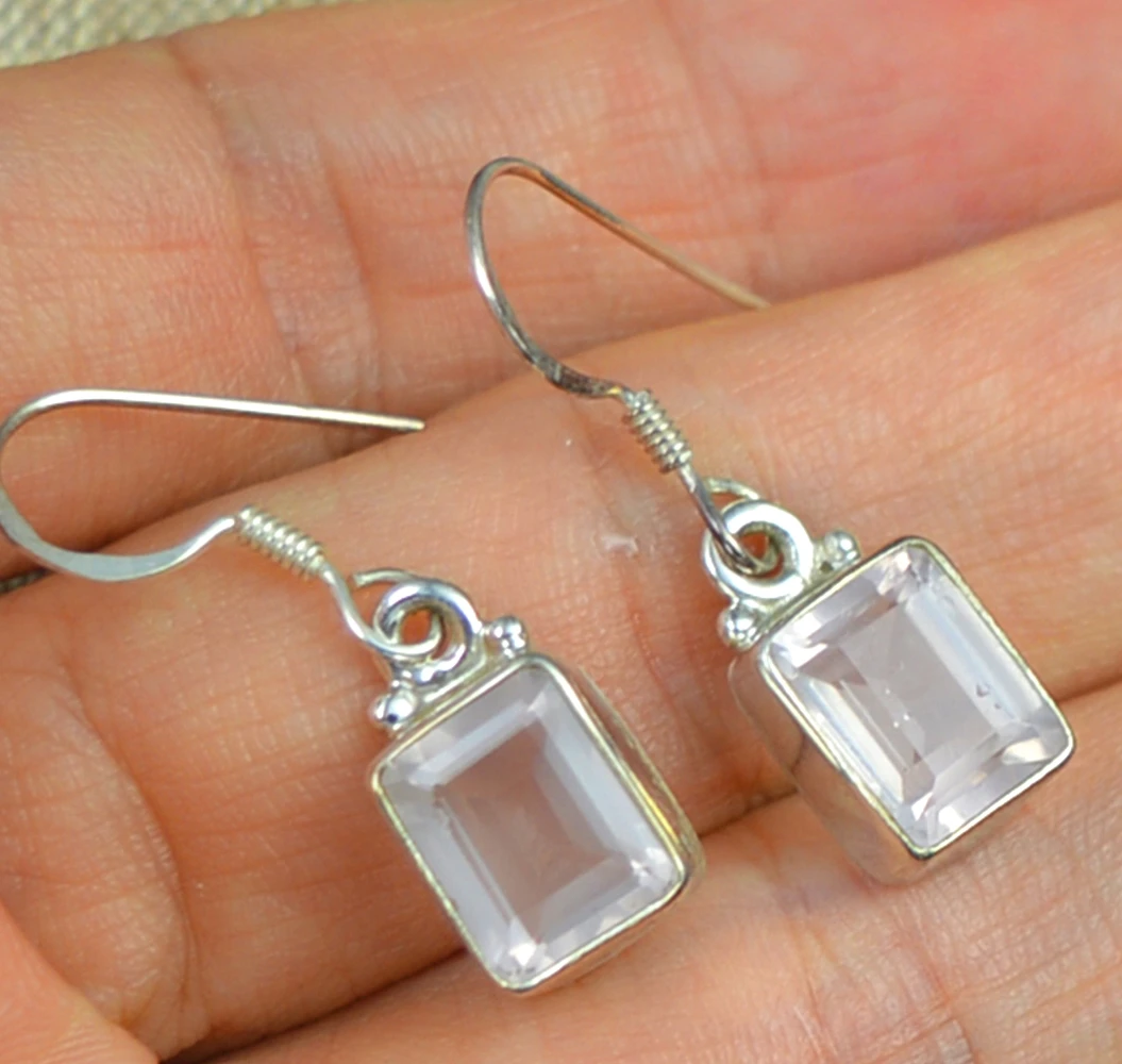 Серьги LoveGem из настоящего розового кварца серебро 925 пробы 34 3 мм AE0191 | Украшения и
